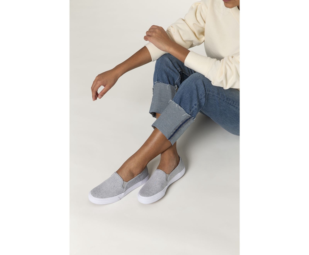 Keds Slip Ons Grey - Double Decker Heathered Woven - Womens HPBZEV-073